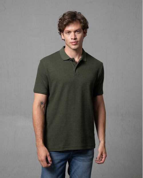 Polo en tela con textura para hombre
