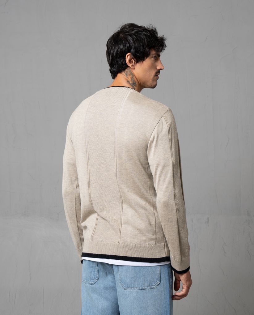 Buzo tejido con terminaciones en contraste para hombre