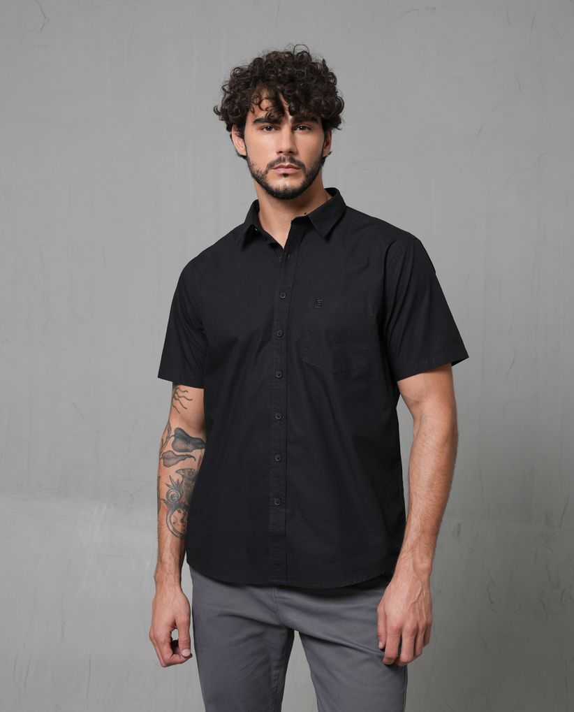 Camisa manga corta con bordado para hombre