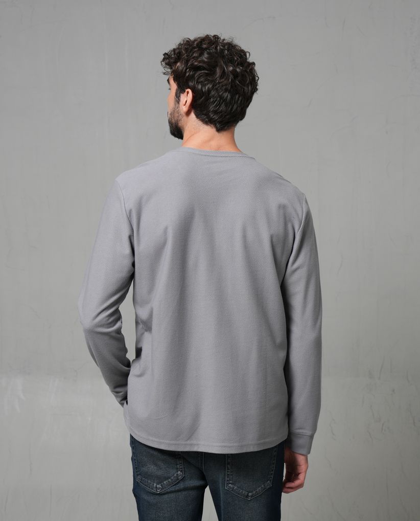 Camiseta manga larga con textura para hombre