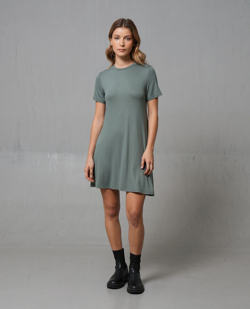 Vestido corto cuello redondo para mujer