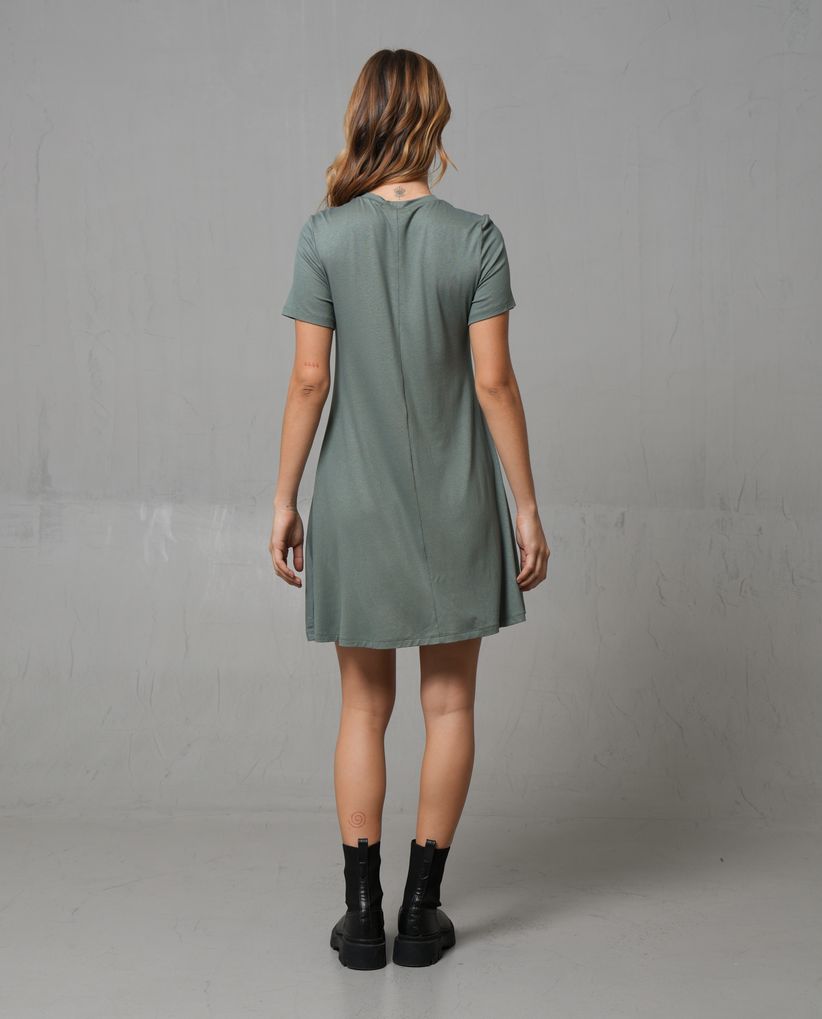 Vestido corto cuello redondo para mujer