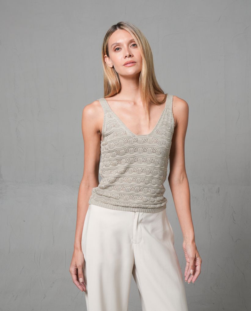 Camiseta manga sisa tejida para mujer