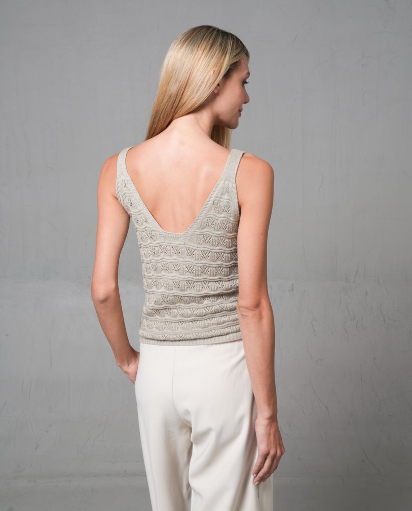 Camiseta manga sisa tejida para mujer