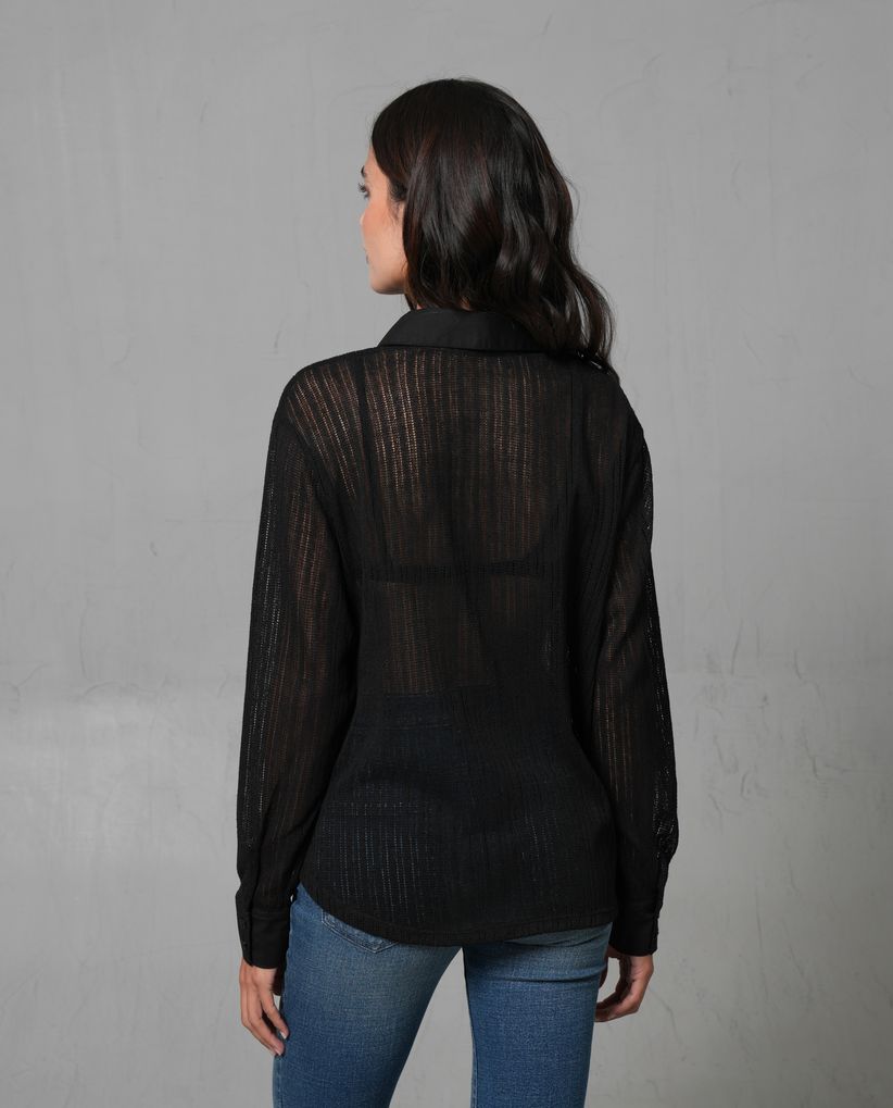 Camisa tipo malla tejida para mujer