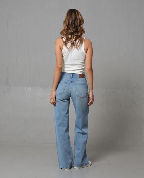 Jean Wide Leg tono claro para mujer