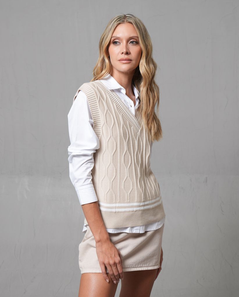 Chaleco tejido de diseño cerrado para mujer