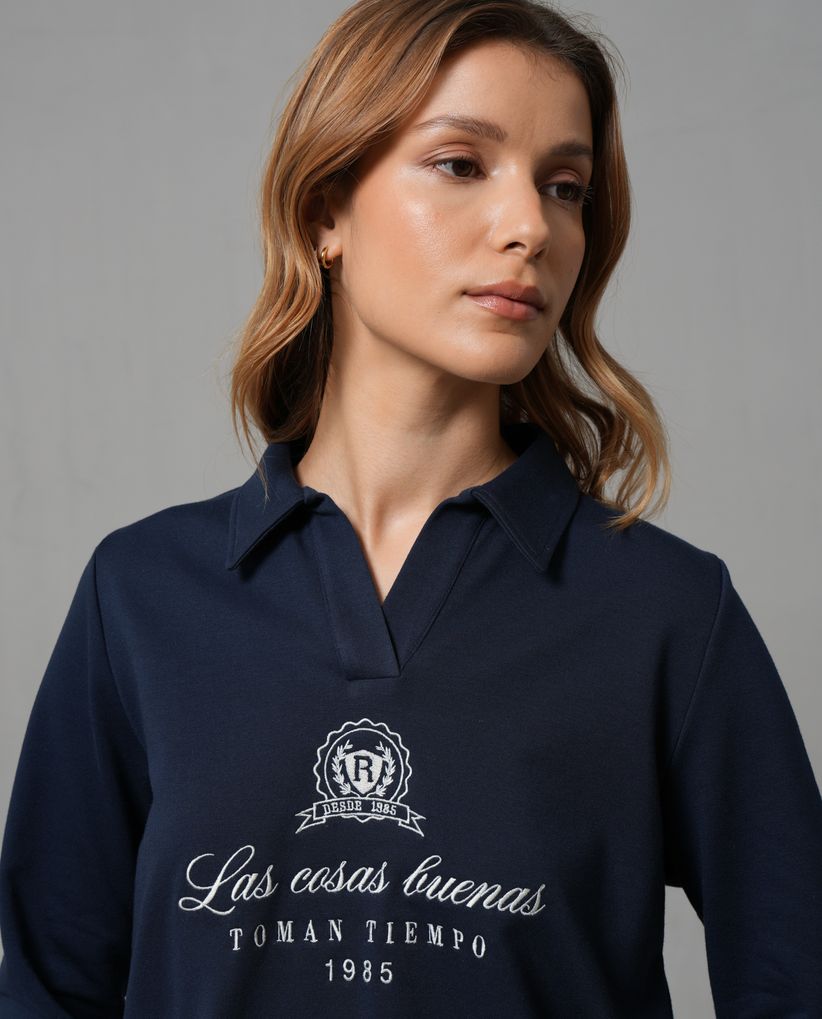 Buzo tejido de letras bordadas para mujer