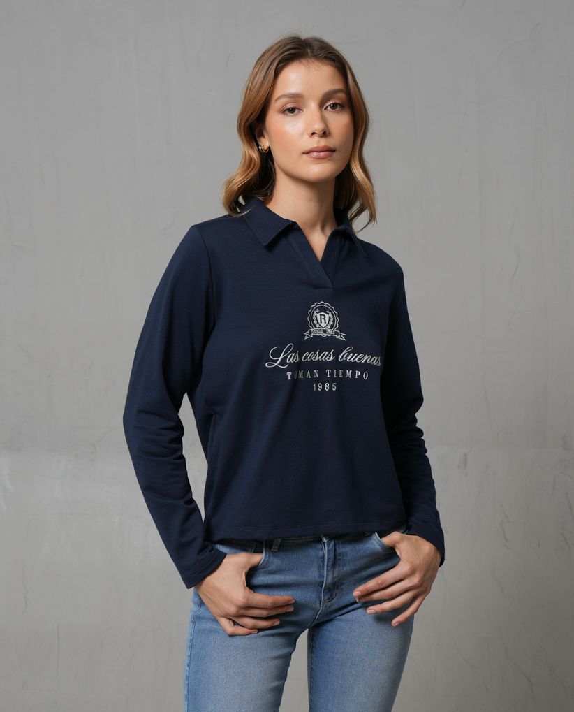 Buzo tejido de letras bordadas para mujer