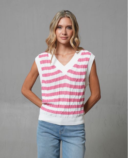 Chaleco tejido de diseño cerrado para mujer