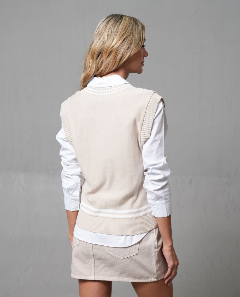 Chaleco tejido de diseño cerrado para mujer