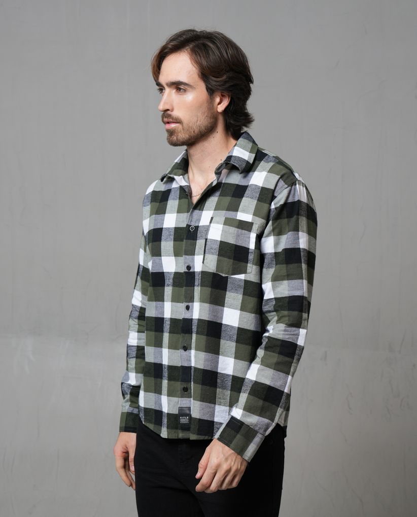 Camisa manga larga a cuadros para hombre