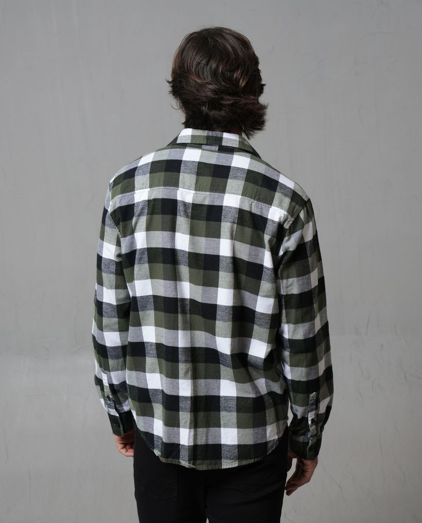 Camisa manga larga a cuadros para hombre