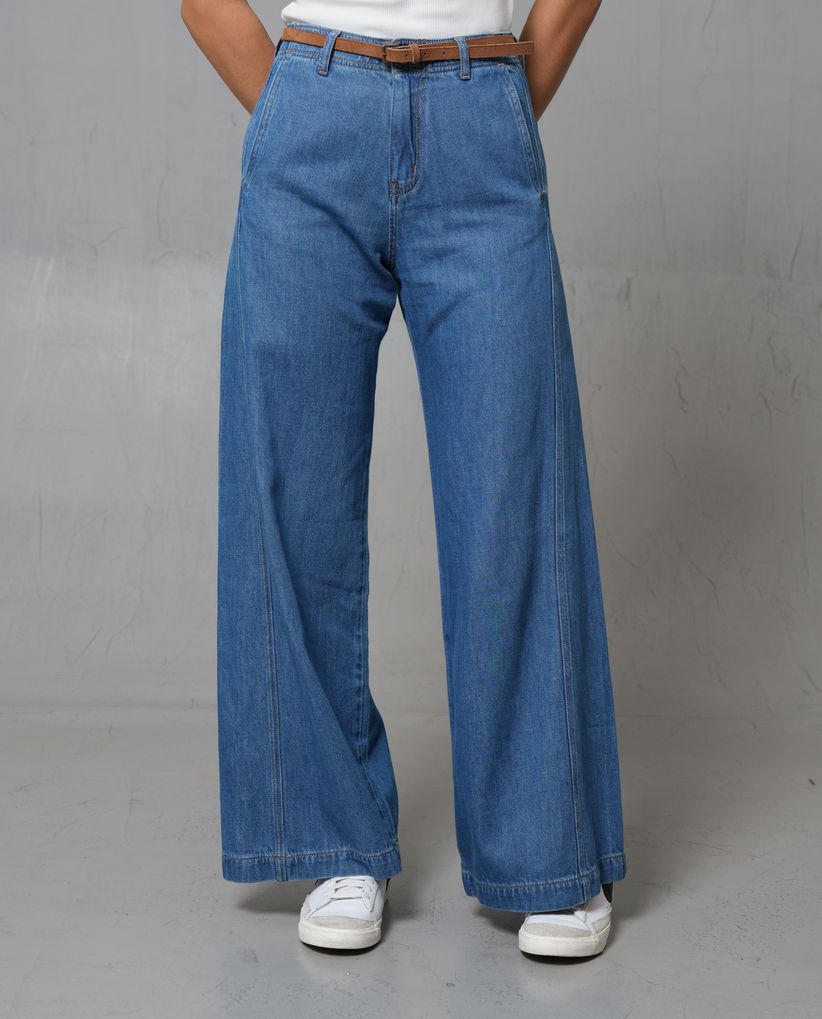 Jean Wide Leg tono medio para mujer
