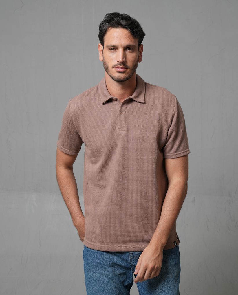 Polo clásica en tela con textura para hombre