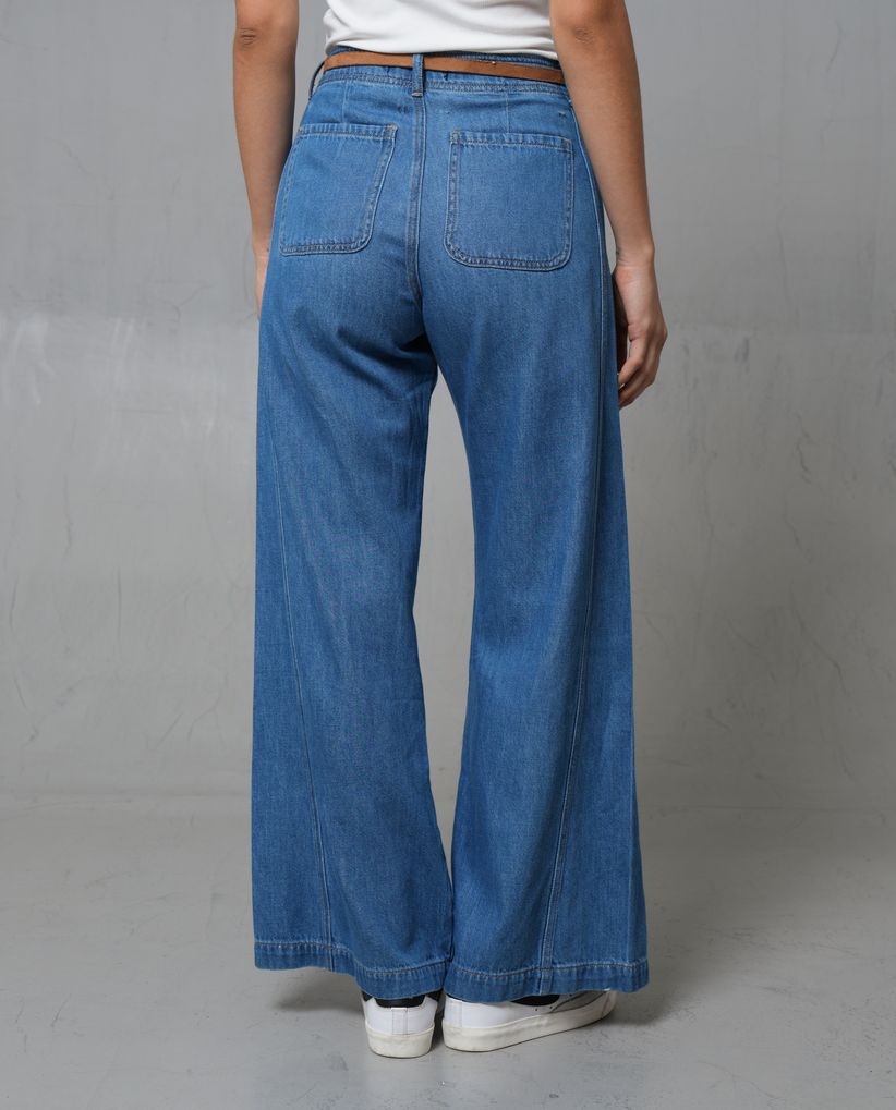 Jean Wide Leg tono medio para mujer