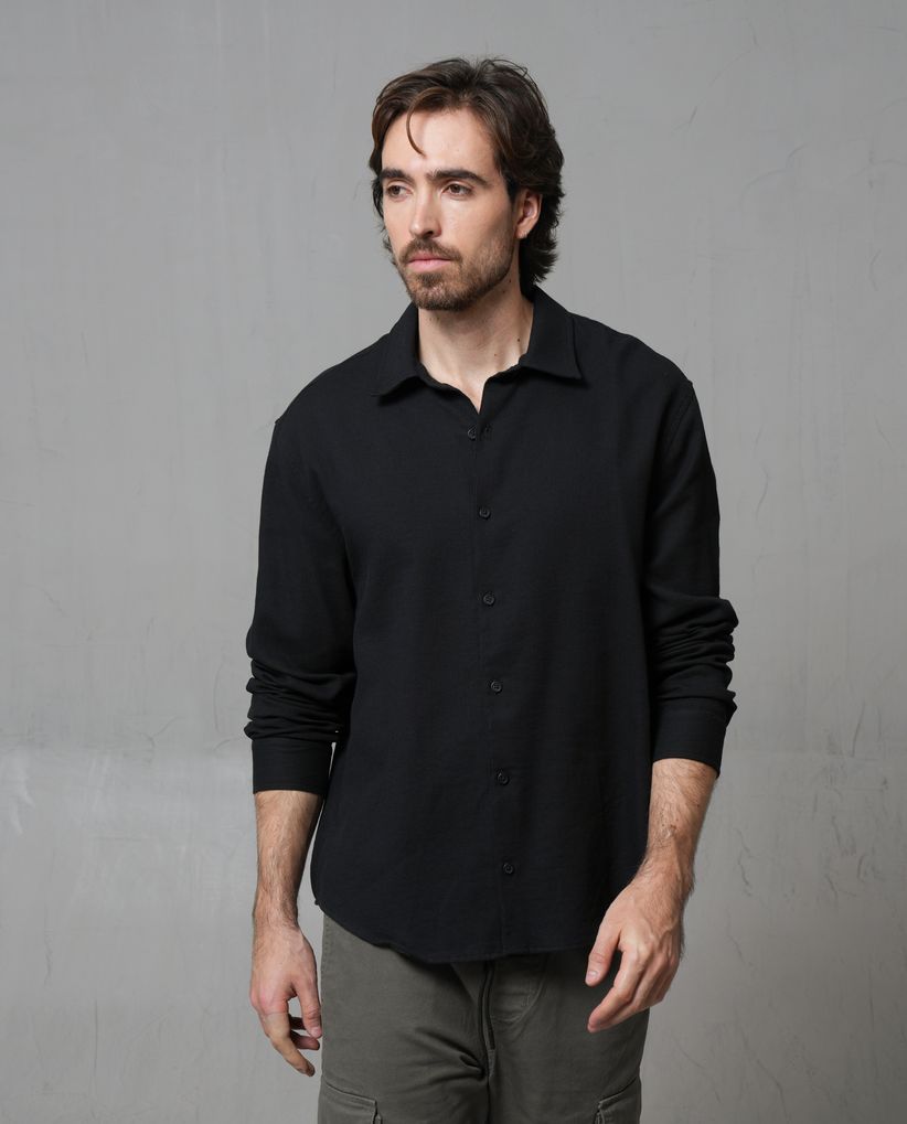 Camisa manga larga con textura para hombre