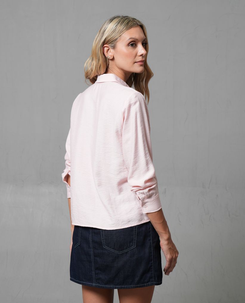 Camisa con bolsillos de parche para mujer