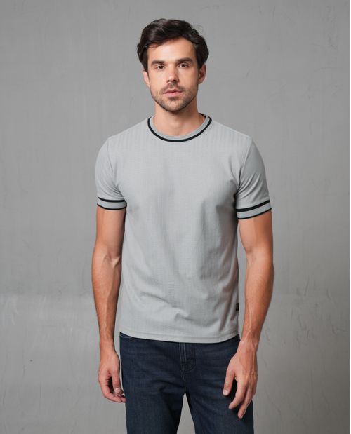 Camiseta cuello redondo texturizada para hombre