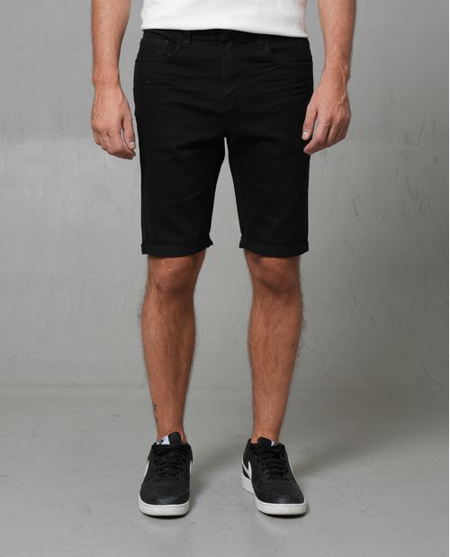 Bermuda en denim azul oscuro para hombre