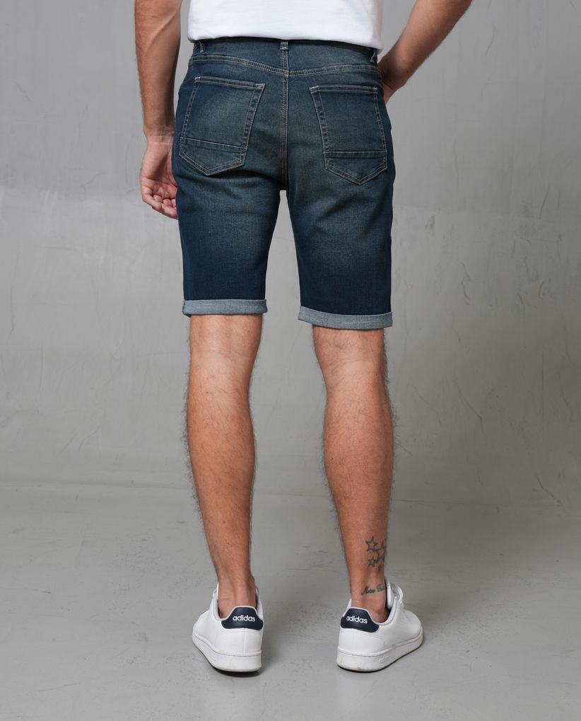 Bermuda en denim azul oscuro para hombre