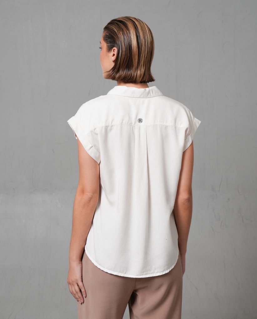 Camisa manga sisa con bolsillo para mujer