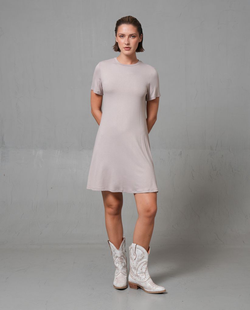 Vestido corto cuello redondo para mujer