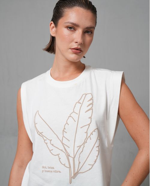 Camiseta manga sisa con estampado para mujer