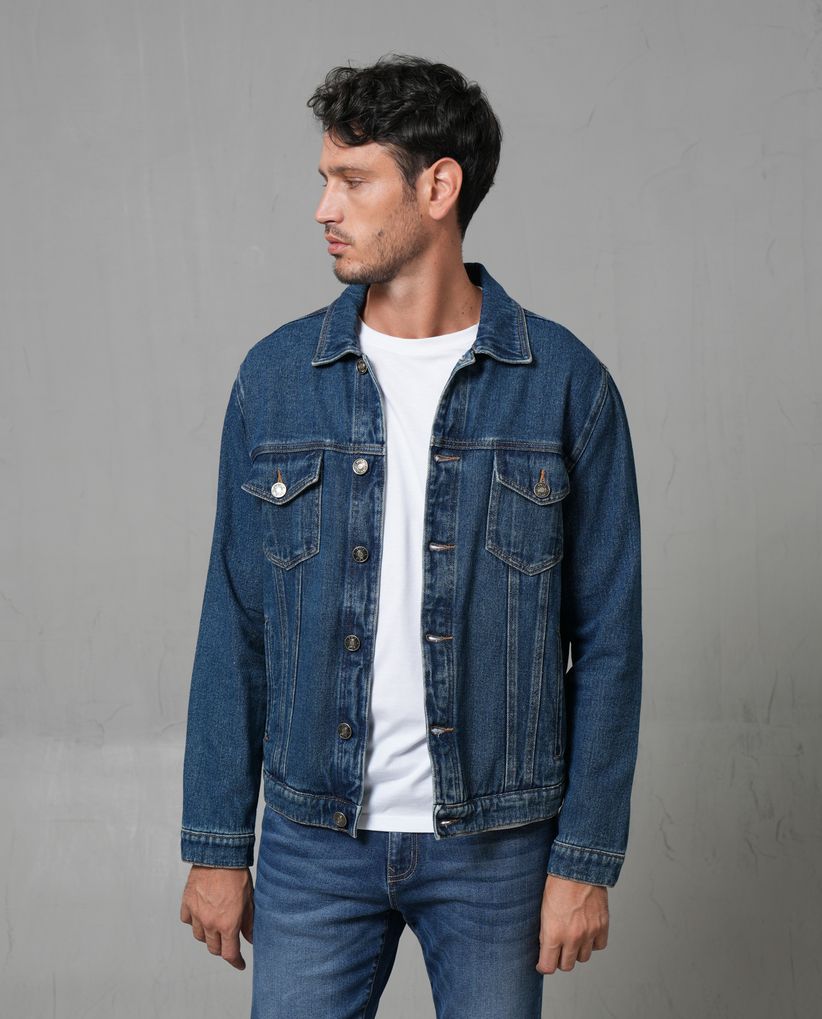 Chaqueta trucker tono oscuro para hombre