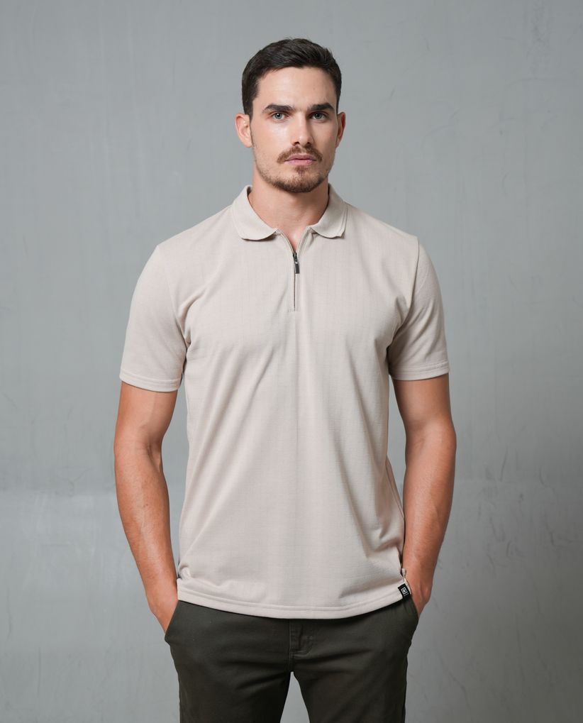 Polo cuello tejido con textura para hombre