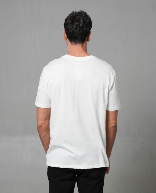 Camiseta con cuello redondo y estampado en frente para hombre