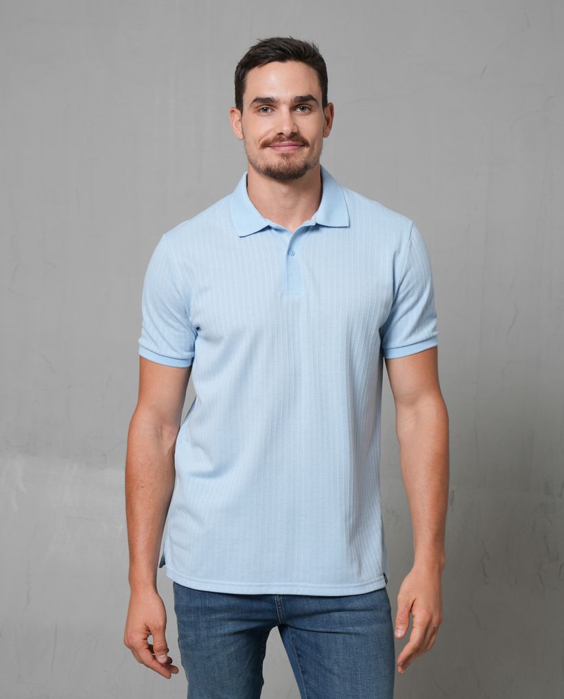 Polo cuello tejido con textura para hombre