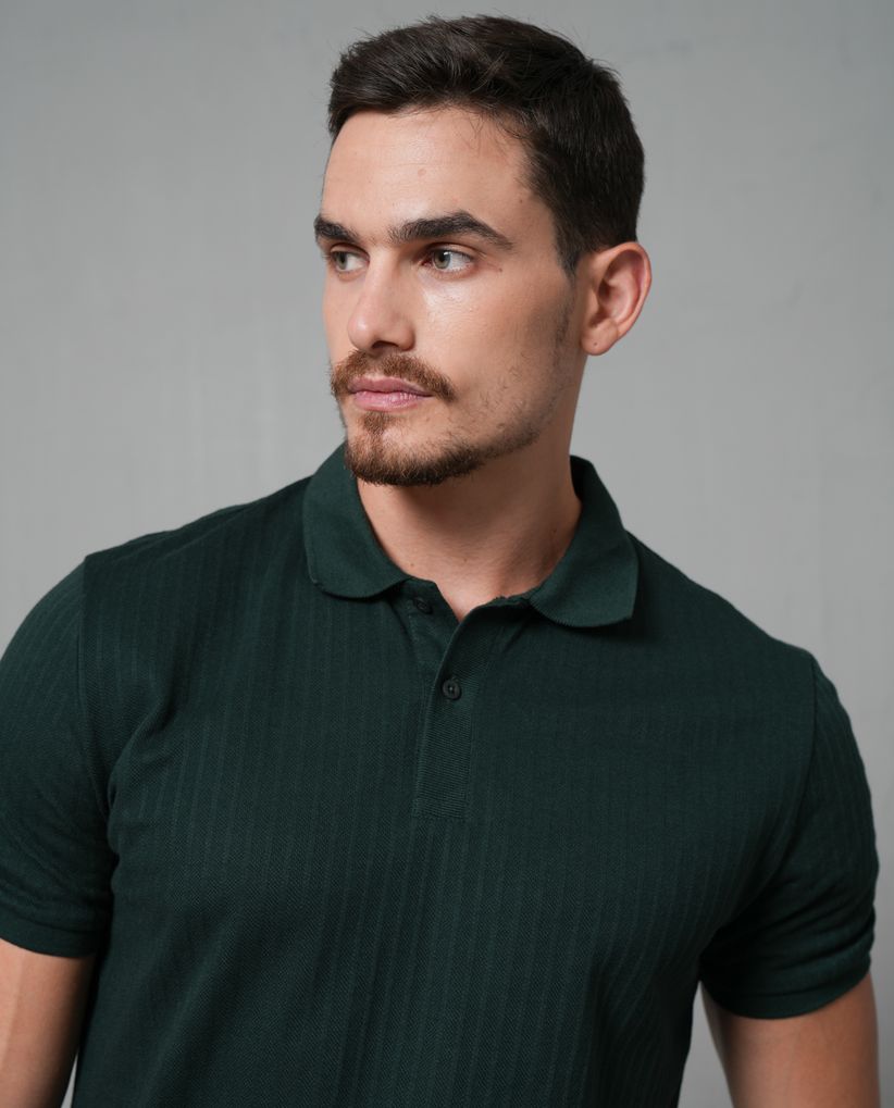 Polo cuello tejido con textura para hombre