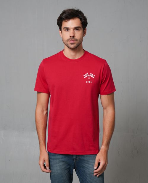 Camiseta con estampado en espalda y cuello redondo para hombre
