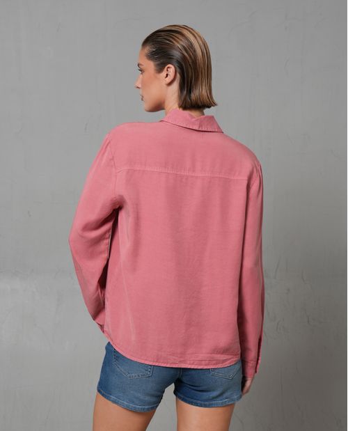 Camisa manga larga cuello camisero para mujer