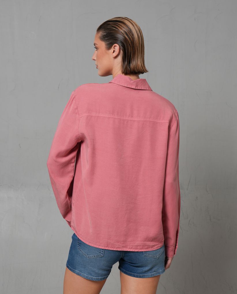 Camisa manga larga cuello camisero para mujer