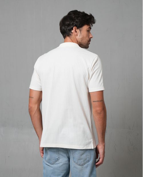 Polo con cuello tejido y cierre para hombre