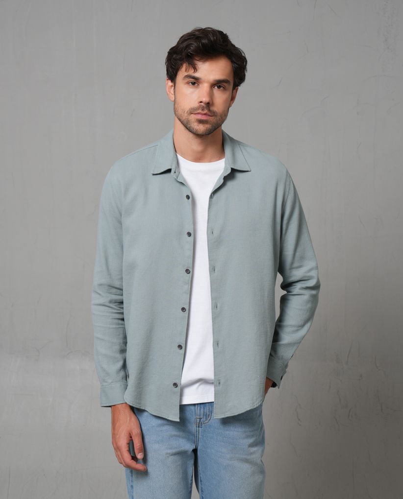 Camisa manga larga con textura para hombre