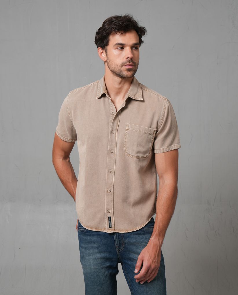 Camisa en Dril manga corta para hombre