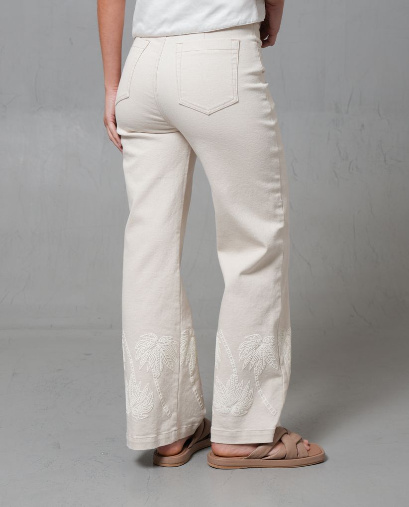 Pantalón Wide Leg con estampado de palmeras en bota para mujer