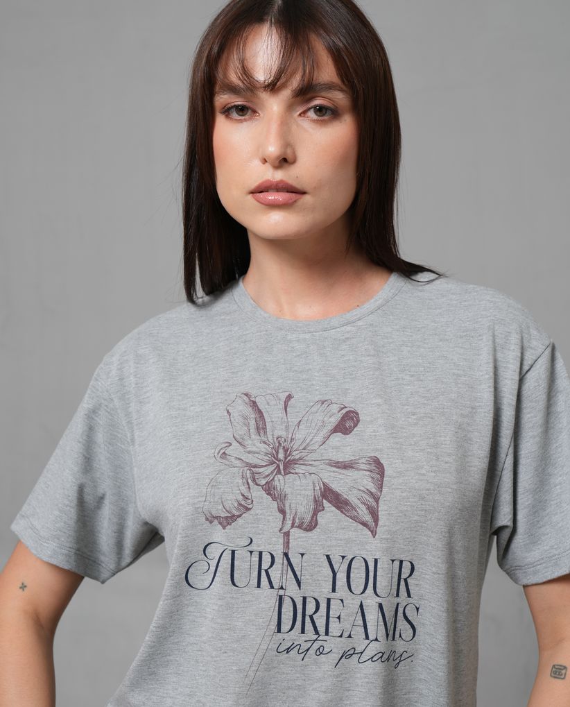 Camiseta cuello redondo con estampado para mujer