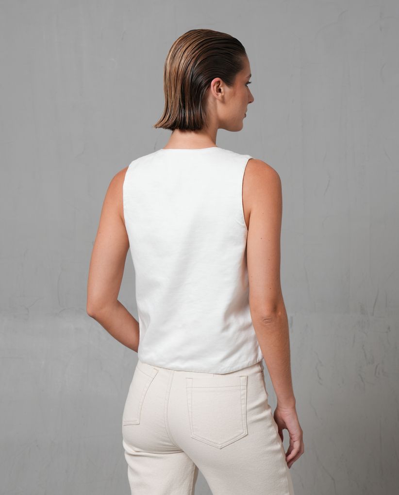 Chaleco con bordado tropical para mujer