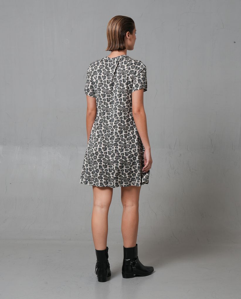 Vestido corto con diseño animal print para mujer