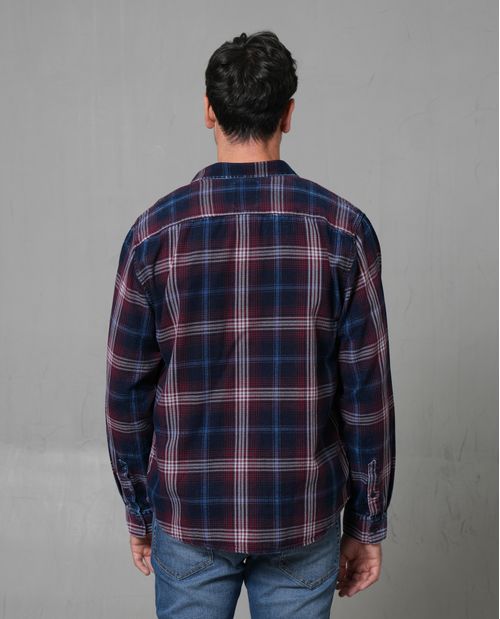 Camisa manga larga con cuadros para hombre