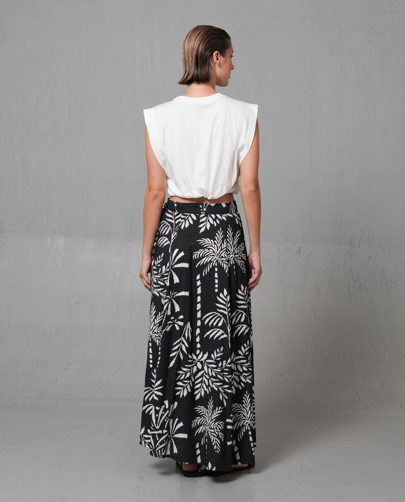 Falda larga full print de palmeras para mujer