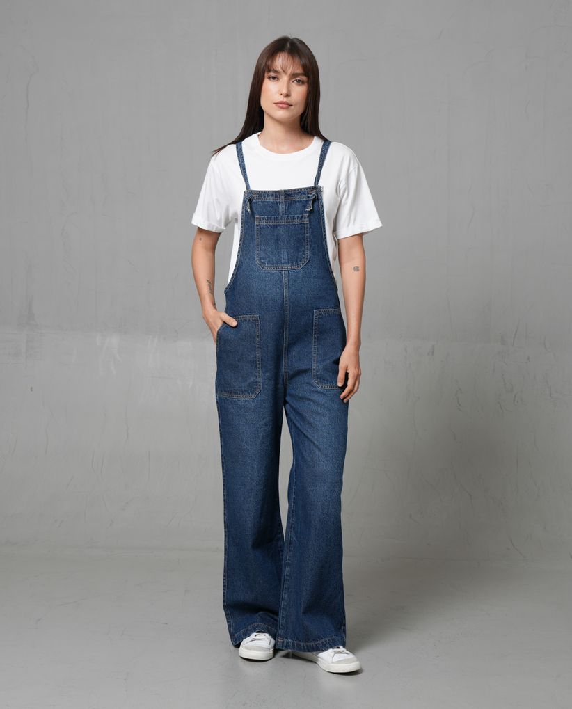 Overall largo en denim para mujer