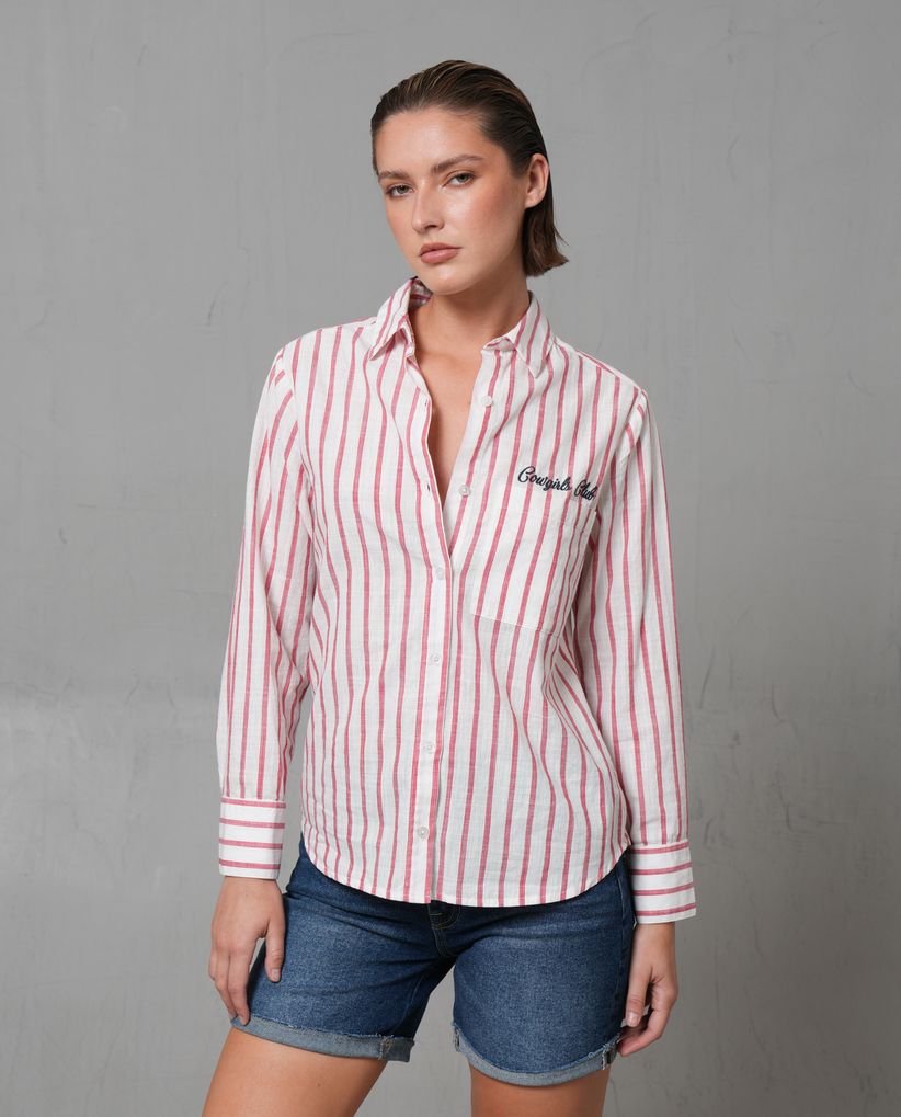 Camisa manga larga a rayas para mujer