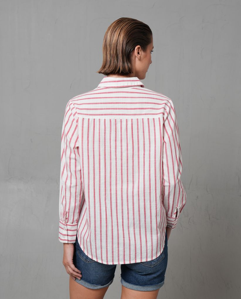 Camisa manga larga a rayas para mujer
