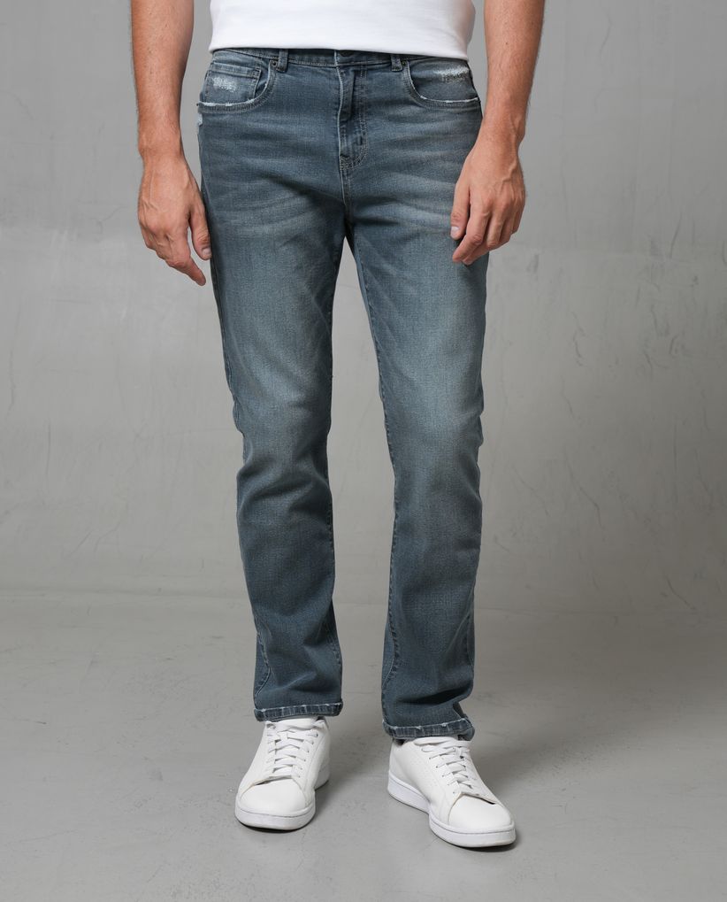 Jean Straight tono medio cinco bolsillos para hombre