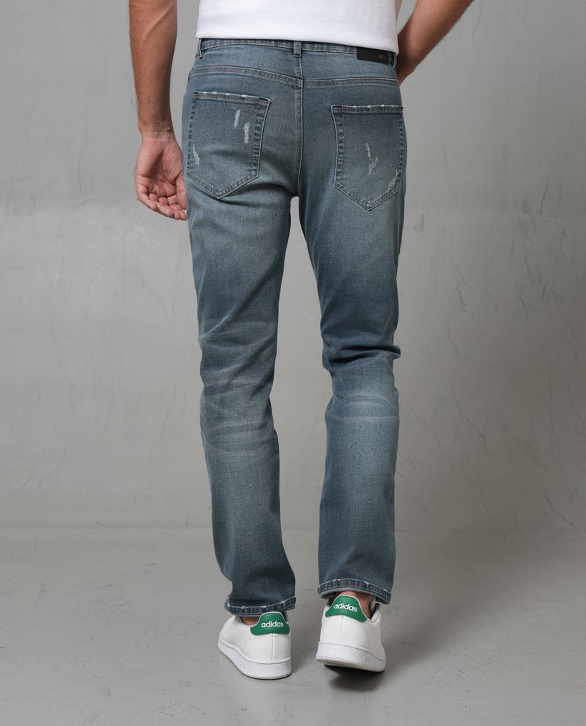 Jean Straight tono medio cinco bolsillos para hombre